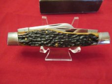 Schatt & Morgan Reverse Gunstock Goldenroot Jigged Bone Handles Pattern # 043150GR