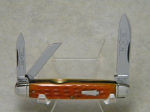 Schatt & Morgan Titusville PA 043221 Orange Bone Whittler Knife c.1994