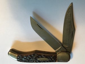 vintage 1970s WINCHESTER Solingen Germany etched blade folding hunter unused uncarried unsharpened