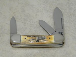 Case MM USA 2000 Stag 53132 SS Millennium Butterbean Mini Gunboat Canoe Knife