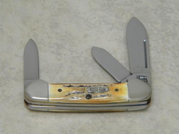 Case MM USA 2000 Stag 53132 SS Millennium Butterbean Mini Gunboat Canoe Knife Case MM USA 2000 Stag 53132 SS Millennium Butterbean Mini Gunboat Canoe Knife