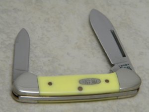 Case MM USA 2000 Yellow 32132 SS Millennium Baby Butterbean Mini Canoe Knife