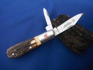 J.A. Henckels Genuine Stag 2 Blade Pocket Knife H-16-S Made in Solingen Germany 