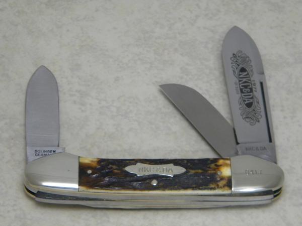 Kissing Crane Solingen Germany Stag Gunboat Canoe 1977 NKC&DA NKCA Club Knife
