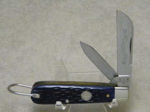Schatt & Morgan Titusville PA Jigged Blue Bone Jack with Bale - 2001 NKCA Youth Knife 
