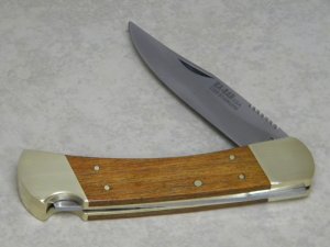 Kabar KA-BAR USA 1189 Stainless Wood & Brass Large Folding Hunter Lockback Knife