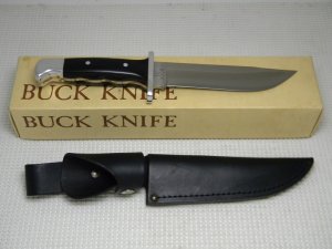 Buck 124 USA Black Micarta Frontiersman Fixed Blade Hunting Sheath Knife in Box c.1970's