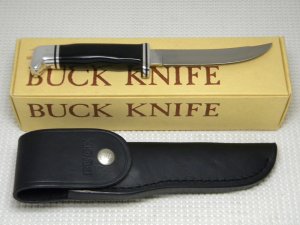 Buck 118 USA Black Personal Fixed Blade Hunting Sheath Knife in Box - Pre-1986