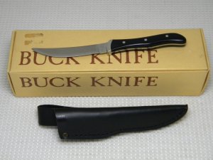 Buck 107 USA Black Micarta Scout Fixed Blade Hunting Sheath Knife in Box - Pre-1986
