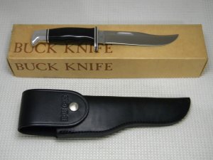 Buck 119 USA Black Buck Special Fixed Blade Hunting Sheath Knife in Box c.1970's