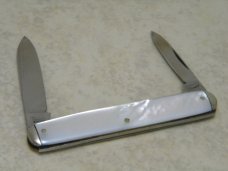 E Bruckmann Solingen Germany Pearl Equal End Pen Knife with Pinched Bolsters - C. 1891-1956