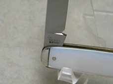 E Bruckmann Solingen Germany Pearl Equal End Pen Knife with Pinched Bolsters - C. 1891-1956