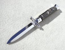 NEW OLD STOCK ITALIAN STILETTO 9" GENUINE EUROPEN  HORN SWING GUARD KNIFE