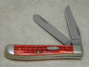 Case XX USA 2009 Pocket Worn Red Bone 6207 SS Mini Trapper Knife