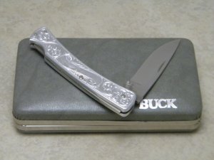Buck 513 USA Classic III Engraved Aluminum Lockback Knife in Box Pre-1986
