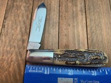Buck Pony 705 USA Aurum Etch Wood 2 Blade Folding Knife Pre 1986 - NIB
