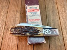 Buck Pony 705 USA Aurum Etch Wood 2 Blade Folding Knife Pre 1986 - NIB