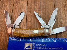 Bulldog 5 Blade Sowbelly in Burl Brown Celluloid, 1993 Date and Fighting Bulldogs Tang and Blade Etc Bulldog 5 Blade Sowbelly in Burl Brown Celluloid, 1993 Date and Fighting Bulldogs Tang and Blade Etc