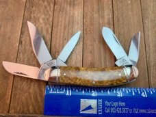 Bulldog 5 Blade Sowbelly in Burl Brown Celluloid, 1993 Date and Fighting Bulldogs Tang and Blade Etc Bulldog 5 Blade Sowbelly in Burl Brown Celluloid, 1993 Date and Fighting Bulldogs Tang and Blade Etc