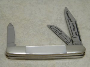Fight'n Rooster Germany Pearl Stockman Knife The Invisible Empire Knights of the KKK c.1981