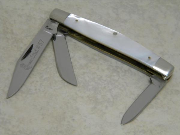 Queen Steel Made in USA Pearl #57 Medium Stockman Knife c.1970's Queen Steel Made in USA Pearl #57 Medium Stockman Knife c.1970's