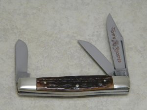 Fight'n Rooster Germany Jigged Bone Red Etch Stockman Knife