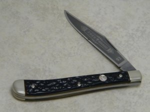 Boker Solingen Germany Tree Brand #93 Jigged Black Slimline Trapper Farmers Jack Knife c.1970's