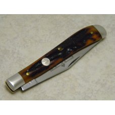 Queen Cutlery Co. Titusville PA, USA PH-D2 Bone Stag #11 Slimline Trapper Farmers Jack Knife Queen Cutlery Co. Titusville PA, USA PH-D2 Bone Stag #11 Slimline Trapper Farmers Jack Knife