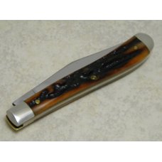 Queen Cutlery Co. Titusville PA, USA PH-D2 Bone Stag #11 Slimline Trapper Farmers Jack Knife Queen Cutlery Co. Titusville PA, USA PH-D2 Bone Stag #11 Slimline Trapper Farmers Jack Knife