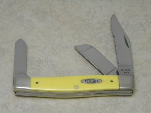 Case XX USA 5 Dot (1995) Yellow 3375 SS Serrated Large Stockman Knife
