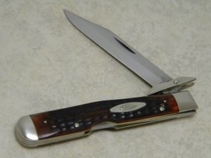 Case XX USA 7 Dot (1973) Pretty Bone 6111 1/2 Swing Guard Cheetah Pattern Lockback Knife