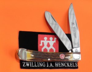 Vintage, NOS, J A Henckels 2 Blade Trapper with Premium Stag Handles & Blade Etc -NOS