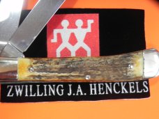 Vintage, NOS, J A Henckels 2 Blade Trapper with Premium Stag Handles & Blade Etc -NOS Vintage, NOS, J A Henckels 2 Blade Trapper with Premium Stag Handles & Blade Etc -NOS
