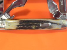 Schatt & Morgan Scout/Utility/Camp Knife w/ Nice Stag Handles & Blade Etch -NOS