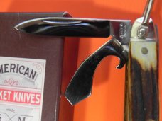 Schatt & Morgan Scout/Utility/Camp Knife w/ Nice Stag Handles & Blade Etch -NOS