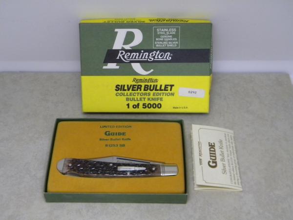 Remington UMC USA 1992 Genuine Bone R1253 Silver Bullet Guide Lockback Knife in Box Remington UMC USA 1992 Genuine Bone R1253 Silver Bullet Guide Lockback Knife in Box