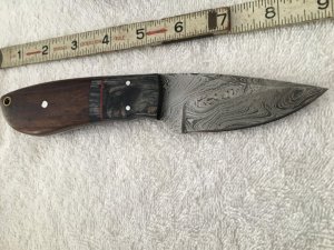 Custom Damascus Hunting Knife w/ leather sheath