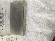Vintage Case XX ' MOONSTONE' Sharpening stone w/ papers, plastic case, cardboard 'pumpkin' box - VG+ Vintage Case XX ' MOONSTONE' Sharpening stone w/ papers, plastic case, cardboard 'pumpkin' box - VG+