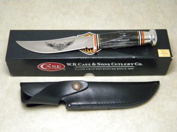 Case XX USA 2016 Buffalo Horn BH23-5 Harley Davidson Hunter Fixed Blade Sheath Knife in Box 