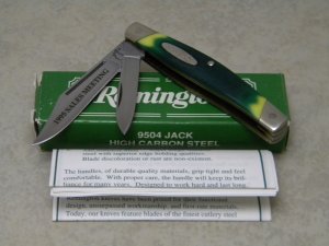 Remington Made in USA 9504 Green Saw Cut Delrin "1995 Sales Meeting" Jack Knife in Box