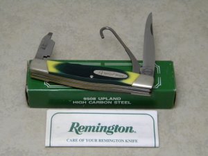Remington Made in USA 9508 Green Saw Cut Delrin Upland Choke Blade Stockman Knife in Box c.1995