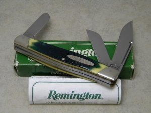 Remington Made in USA 9501 Green Saw Cut Delrin Large Stockman Knife in Box c.1995
