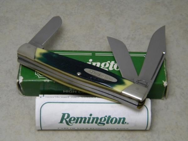 Remington Made in USA 9501 Green Saw Cut Delrin Large Stockman Knife in Box c.1995 Remington Made in USA 9501 Green Saw Cut Delrin Large Stockman Knife in Box c.1995