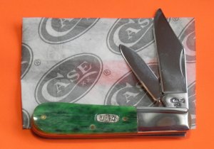 Late 90s Case xx Barlow w/ Green Appaloosa Bone Handles Mdl# 62009 1/2  -Great Snap and NO Wobble