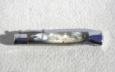NEW OLD STOCK ITALIAN STILETTO 9" GENUINE BRAZILIAN HORN SWING GUARD KNIFE 
