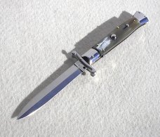 NEW OLD STOCK ITALIAN STILETTO 9" GENUINE BRAZILIAN HORN SWING GUARD KNIFE 