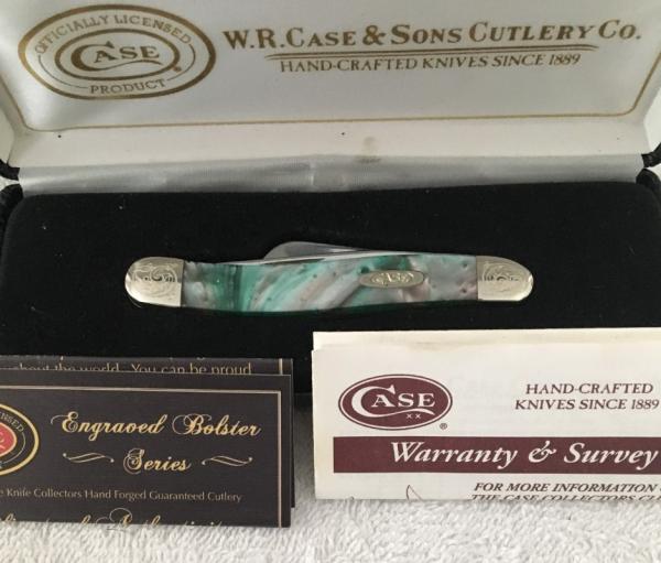Case XX 9318CS/E Engraved Bolster Series Abalone Corelon scales w/ presentation box & sleeve Case XX 9318CS/E Engraved Bolster Series Abalone Corelon scales w/ presentation box & sleeve