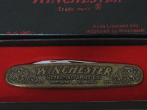 Winchester Repeating Arms Co. Model 1873 Brass Handle 2 Blade Pocket Knife 