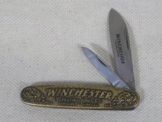 Winchester Repeating Arms Co. Model 1873 Brass Handle 2 Blade Pocket Knife Winchester Repeating Arms Co. Model 1873 Brass Handle 2 Blade Pocket Knife