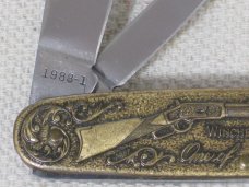 Winchester Repeating Arms Co. Model 1873 Brass Handle 2 Blade Pocket Knife Winchester Repeating Arms Co. Model 1873 Brass Handle 2 Blade Pocket Knife